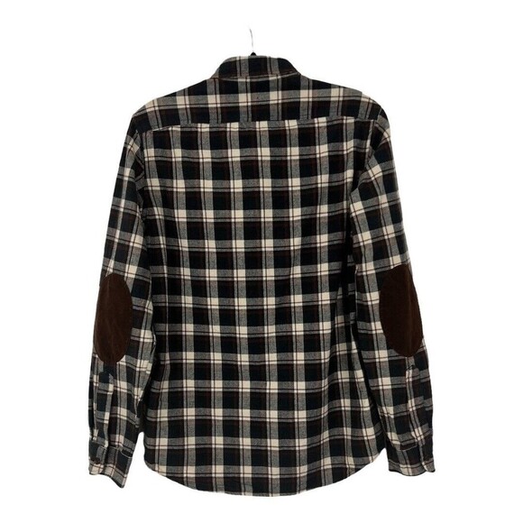 J. Crew Mercantile Flex Mens Size Small Plaid Elbow Patch Flannel Shirt - Picture 2 of 3